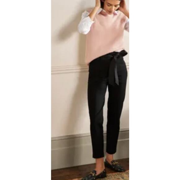Boden Tailored Tie Waist Pants NWT Women's Sz 16/18L Black Ankle Stretch Belted - Picture 7 of 7